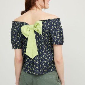 NWT Anthropologie Printed Bow-Back Top